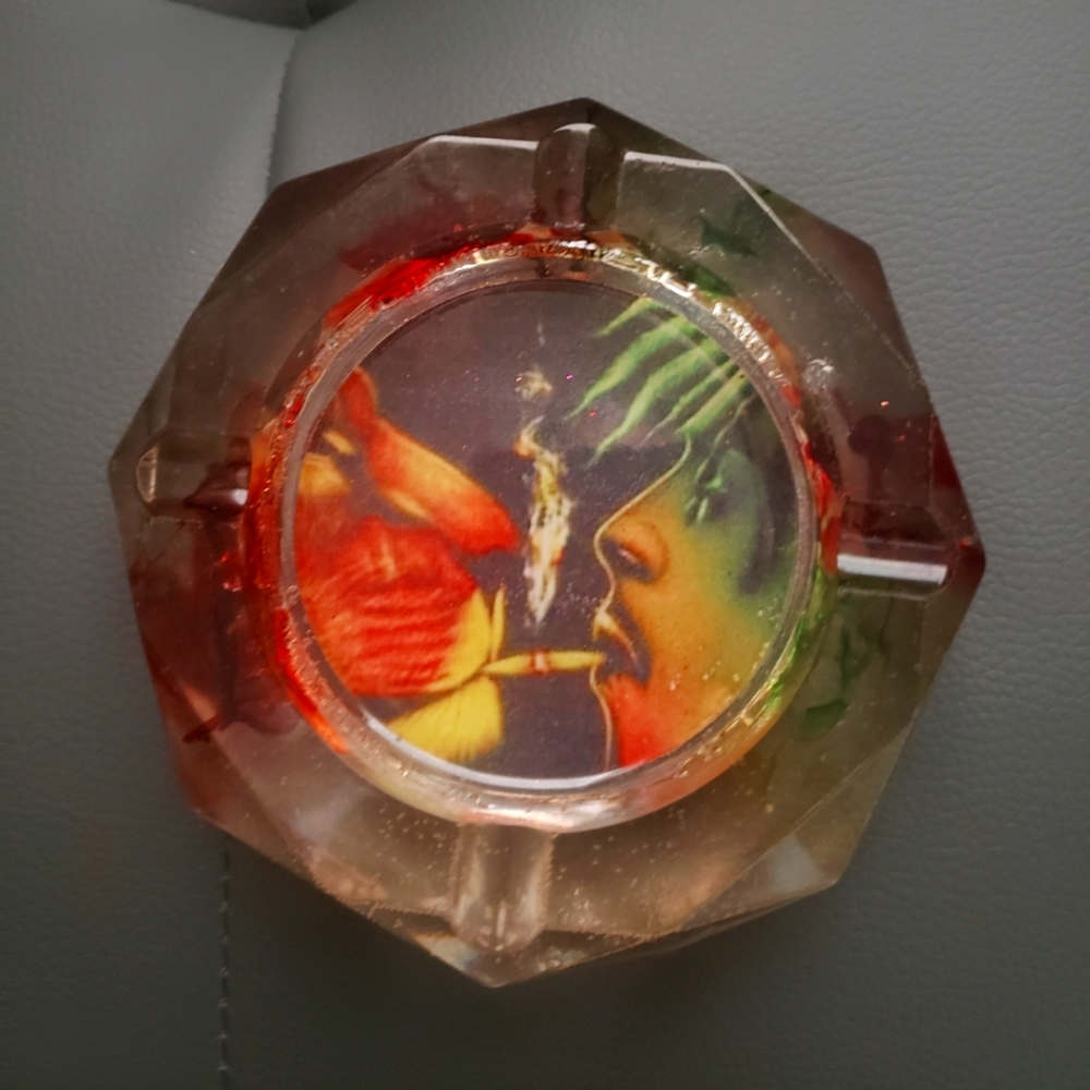 Custom Handcrafted Bob Marley Tray.Green,Red,Yellow and Gold flacks.